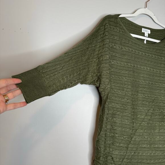 Market & Spruce Green Cable Knit Boat Neck Sweater Top NWT Women’s XS - Picture 3 of 10
